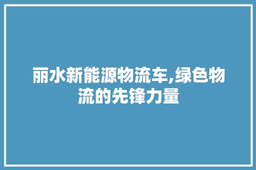 丽水新能源物流车,绿色物流的先锋力量