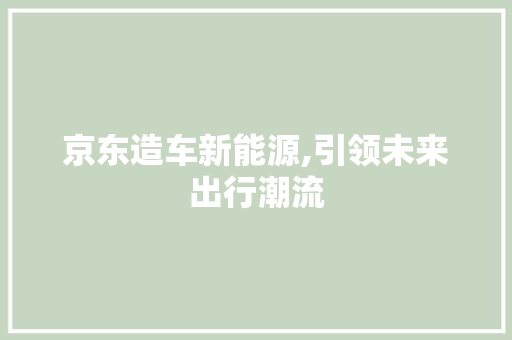 京东造车新能源,引领未来出行潮流