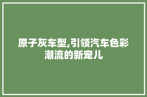 原子灰车型,引领汽车色彩潮流的新宠儿