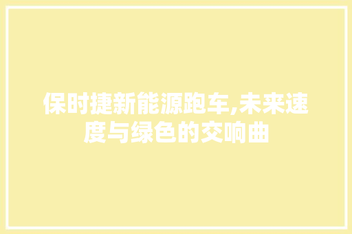 保时捷新能源跑车,未来速度与绿色的交响曲