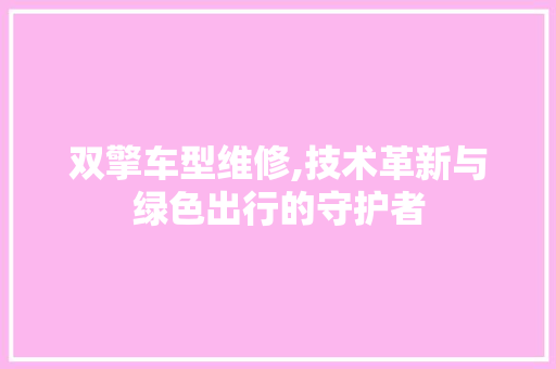 双擎车型维修,技术革新与绿色出行的守护者
