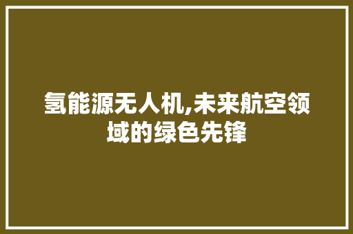氢能源无人机,未来航空领域的绿色先锋
