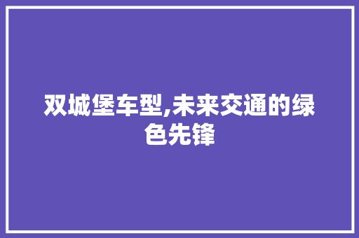 双城堡车型,未来交通的绿色先锋