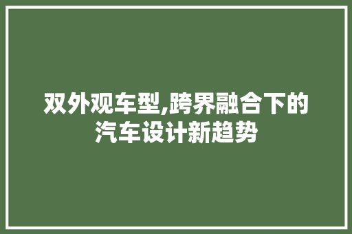 双外观车型,跨界融合下的汽车设计新趋势
