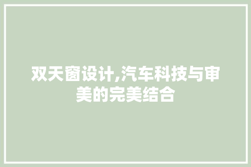双天窗设计,汽车科技与审美的完美结合