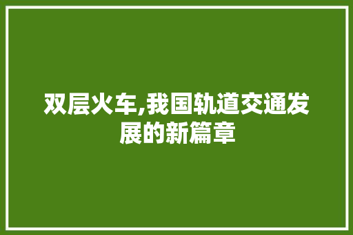 双层火车,我国轨道交通发展的新篇章
