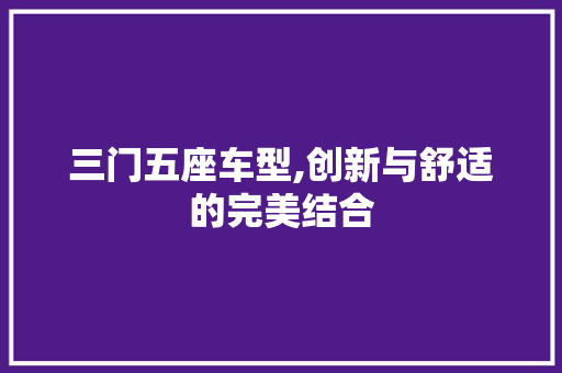 三门五座车型,创新与舒适的完美结合