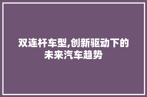 双连杆车型,创新驱动下的未来汽车趋势