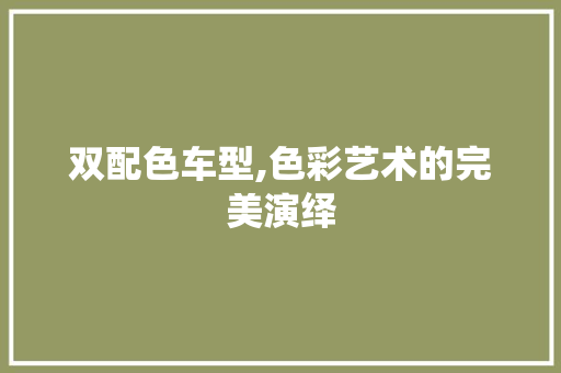 双配色车型,色彩艺术的完美演绎