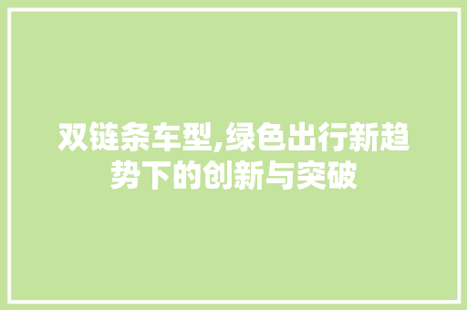 双链条车型,绿色出行新趋势下的创新与突破