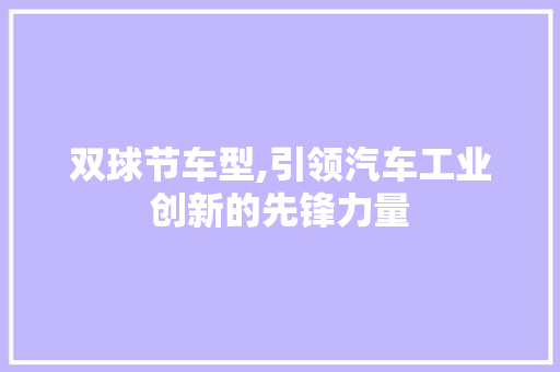 双球节车型,引领汽车工业创新的先锋力量