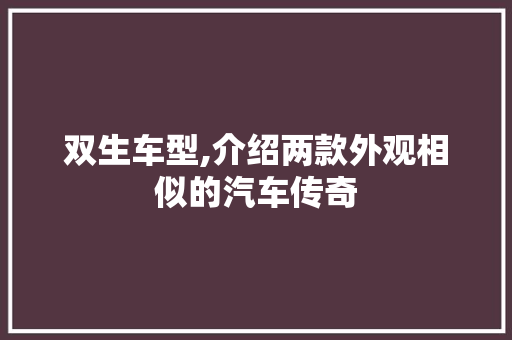 双生车型,介绍两款外观相似的汽车传奇