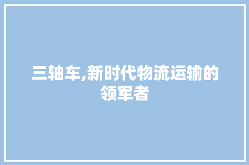 三轴车,新时代物流运输的领军者