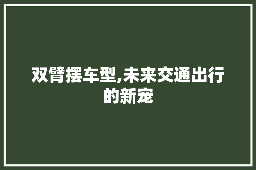 双臂摆车型,未来交通出行的新宠