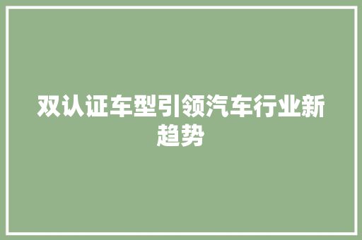 双认证车型引领汽车行业新趋势 发动机配件