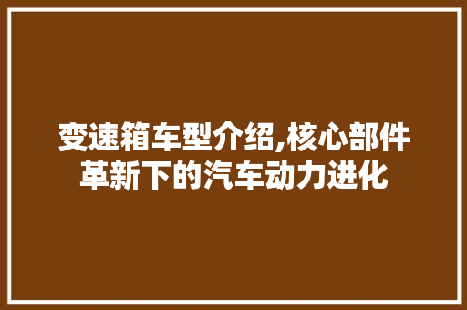 变速箱车型介绍,核心部件革新下的汽车动力进化