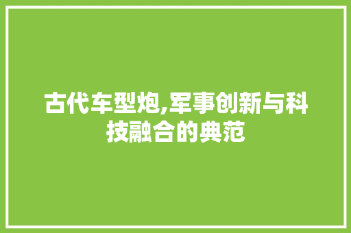 古代车型炮,军事创新与科技融合的典范