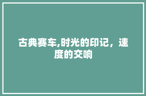古典赛车,时光的印记，速度的交响