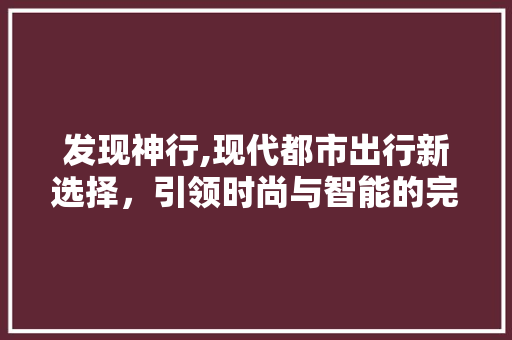 发现神行,现代都市出行新选择，引领时尚与智能的完美融合