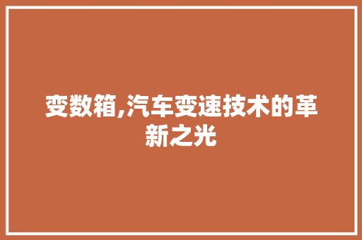 变数箱,汽车变速技术的革新之光
