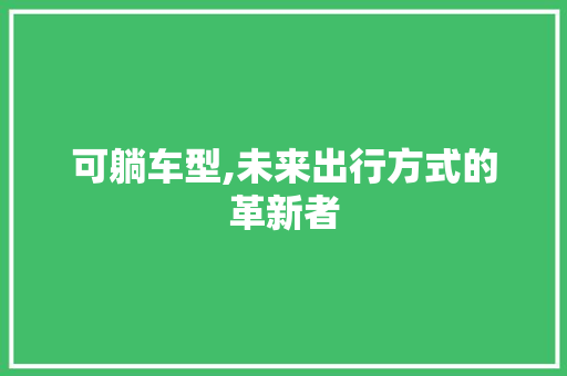 可躺车型,未来出行方式的革新者