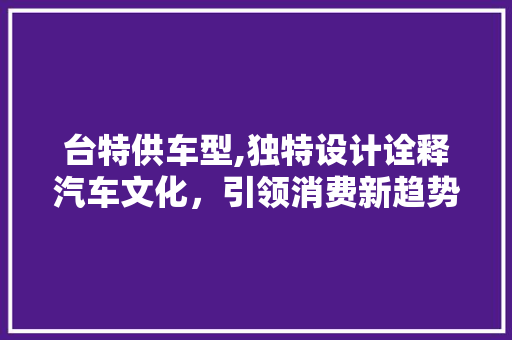 台特供车型,独特设计诠释汽车文化，引领消费新趋势