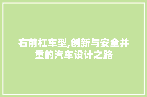 右前杠车型,创新与安全并重的汽车设计之路 汽车配件