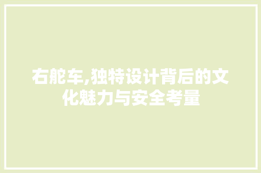 右舵车,独特设计背后的文化魅力与安全考量 变速箱配件