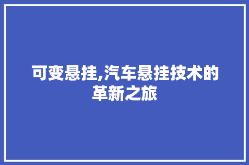 可变悬挂,汽车悬挂技术的革新之旅