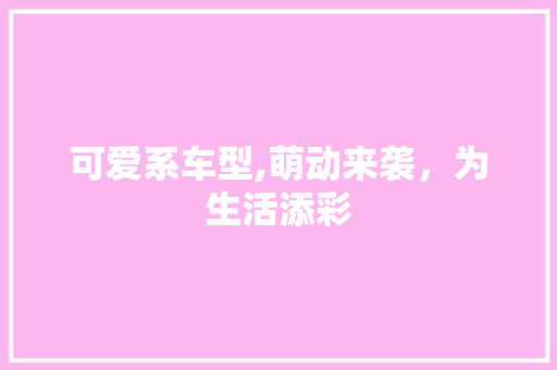 可爱系车型,萌动来袭，为生活添彩