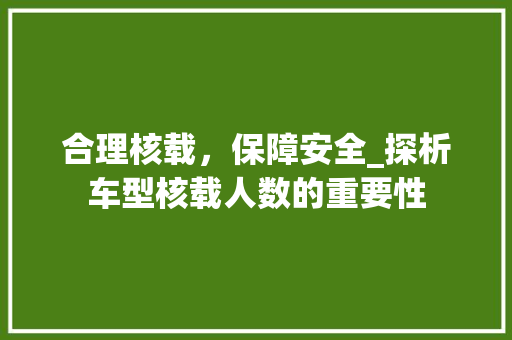 合理核载，保障安全_探析车型核载人数的重要性