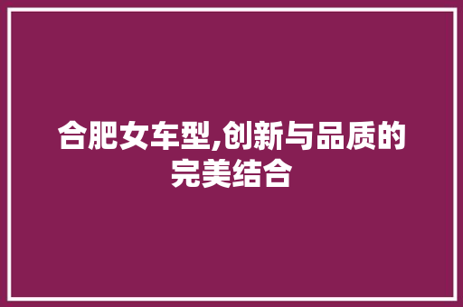 合肥女车型,创新与品质的完美结合