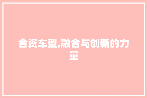 合资车型,融合与创新的力量