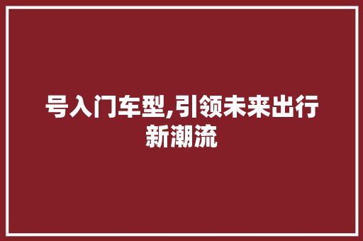 号入门车型,引领未来出行新潮流
