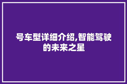 号车型详细介绍,智能驾驶的未来之星