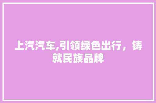 上汽汽车,引领绿色出行，铸就民族品牌