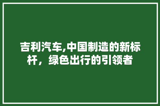 吉利汽车,中国制造的新标杆，绿色出行的引领者