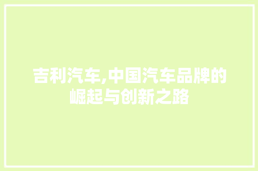 吉利汽车,中国汽车品牌的崛起与创新之路