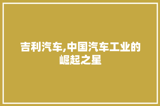 吉利汽车,中国汽车工业的崛起之星