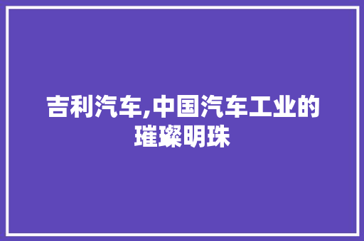 吉利汽车,中国汽车工业的璀璨明珠