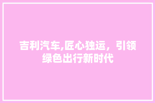 吉利汽车,匠心独运，引领绿色出行新时代
