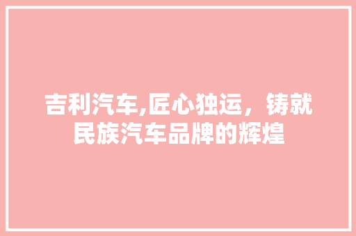 吉利汽车,匠心独运，铸就民族汽车品牌的辉煌