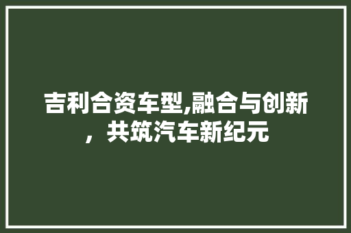 吉利合资车型,融合与创新，共筑汽车新纪元
