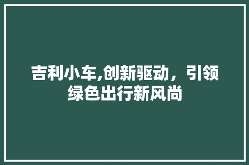 吉利小车,创新驱动，引领绿色出行新风尚
