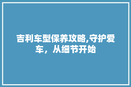 吉利车型保养攻略,守护爱车，从细节开始