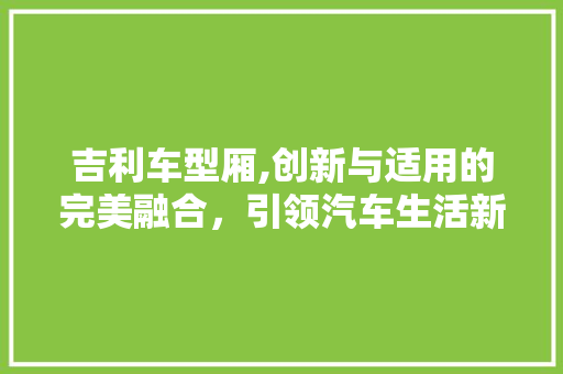 吉利车型厢,创新与适用的完美融合，引领汽车生活新潮流