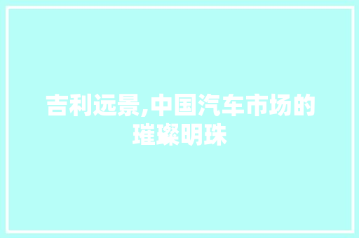 吉利远景,中国汽车市场的璀璨明珠