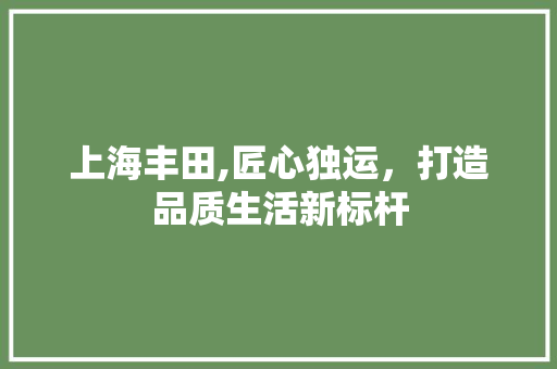上海丰田,匠心独运，打造品质生活新标杆