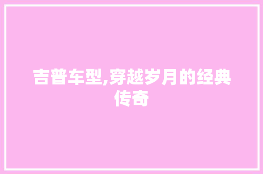 吉普车型,穿越岁月的经典传奇