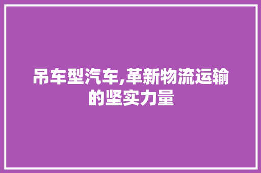 吊车型汽车,革新物流运输的坚实力量